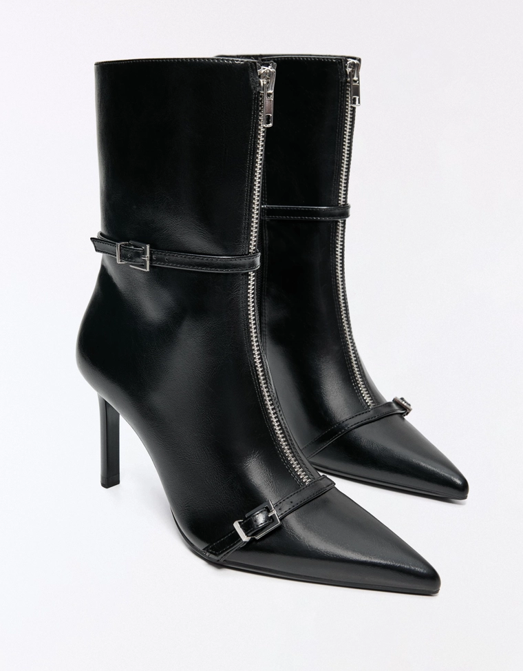 Heeled ankle boots with buckle detail