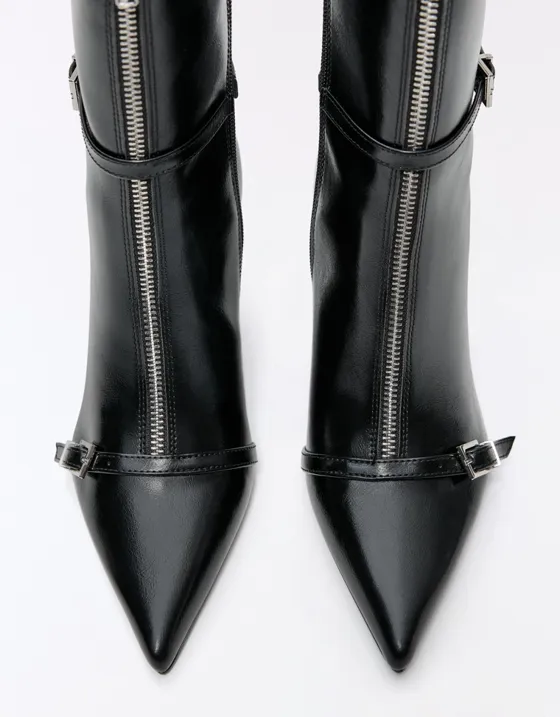 Heeled ankle boots with buckle detail