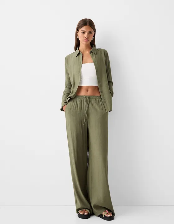 Брюки из крепа с эластичным поясом