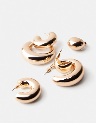 Набор из трех пар объемных серег-колец- Заказать в России