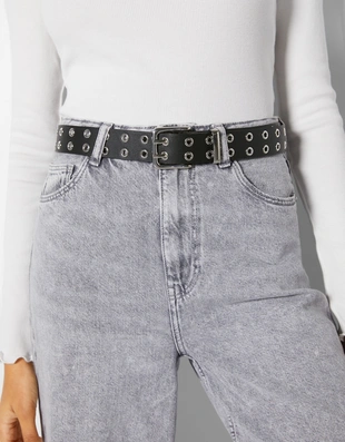 Ремень из искусственной кожи с заклепками- Заказать в России