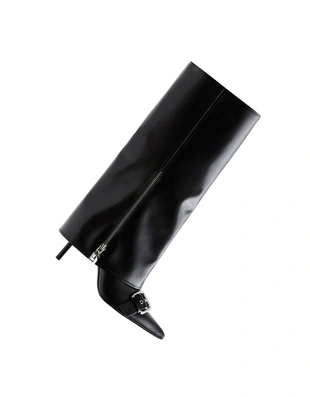 Сапоги с отворотами, пряжками и высоким каблуком- Заказать в России