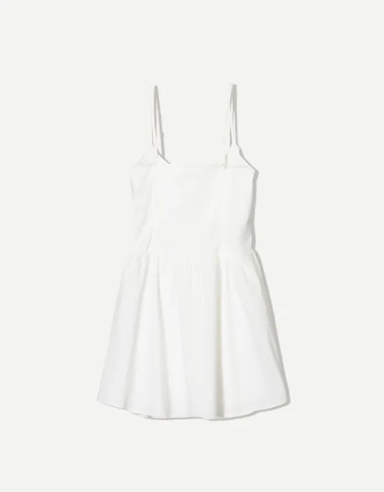 Мини-платье на бретелях, со сборкой