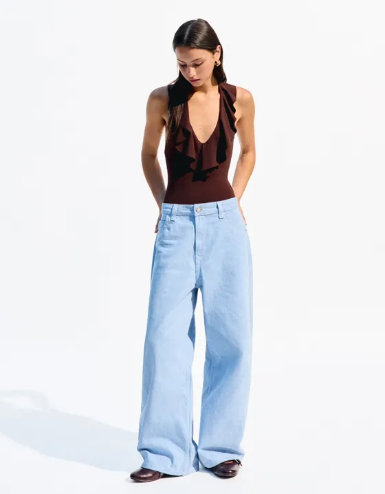 Боди BERSHKA SERIES на бретелях со сборкой