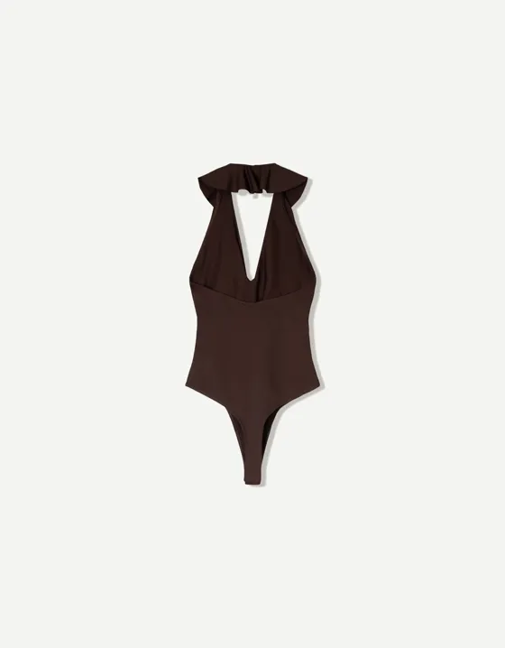 Боди BERSHKA SERIES на бретелях со сборкой