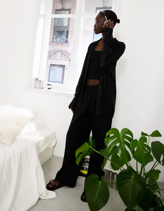 Long sleeve oversize linen shirt
