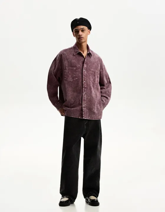 Рубашка в стиле oversize с длинными рукавами