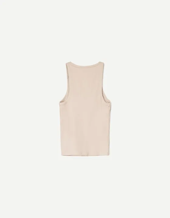 Sleeveless ribbed T-shirt