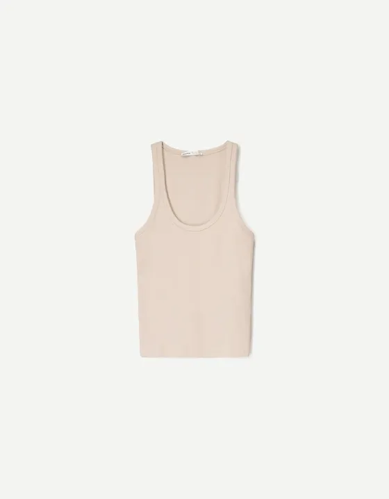 Sleeveless ribbed T-shirt