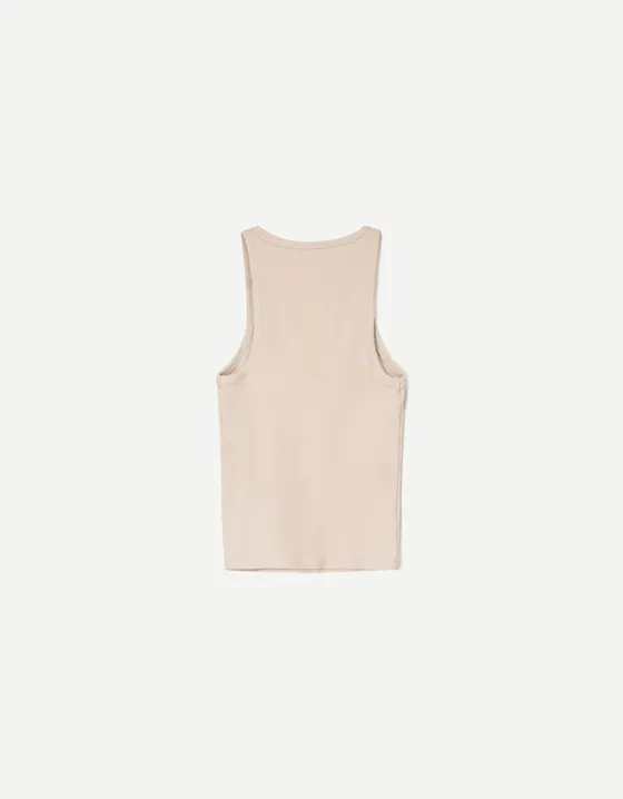 Sleeveless ribbed T-shirt