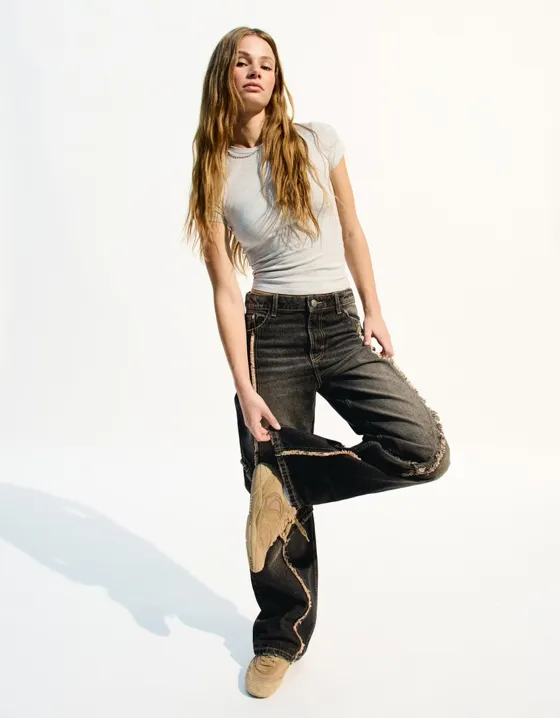 Baggy jeans with fringing