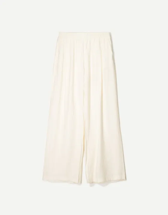 Wide leg drawstring trousers