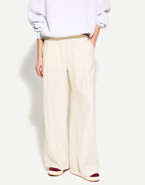 Wide leg drawstring trousers