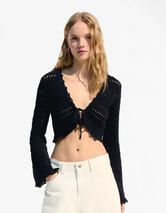 Rustic openwork cardigan
