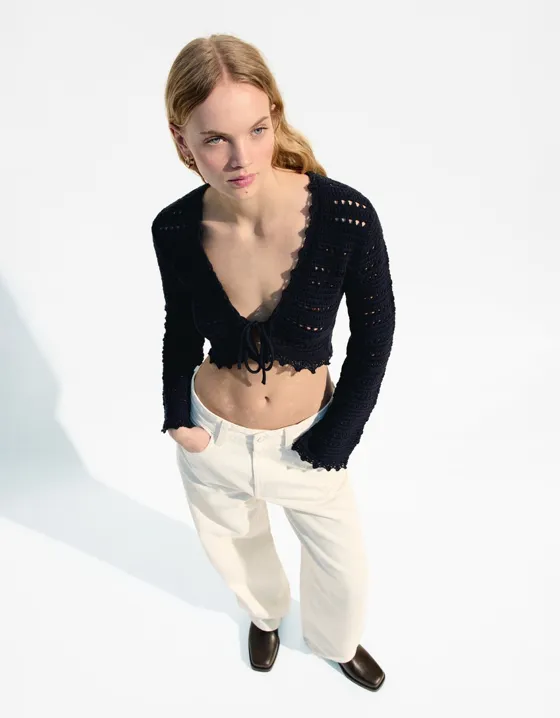 Rustic openwork cardigan