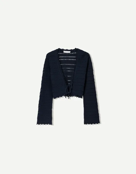Rustic openwork cardigan