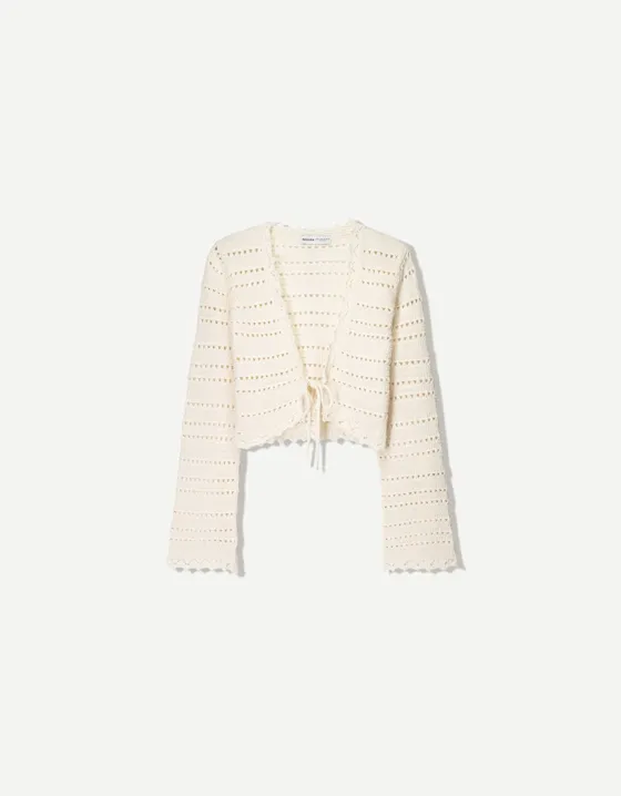 Кардиган с рустикой и прорезями