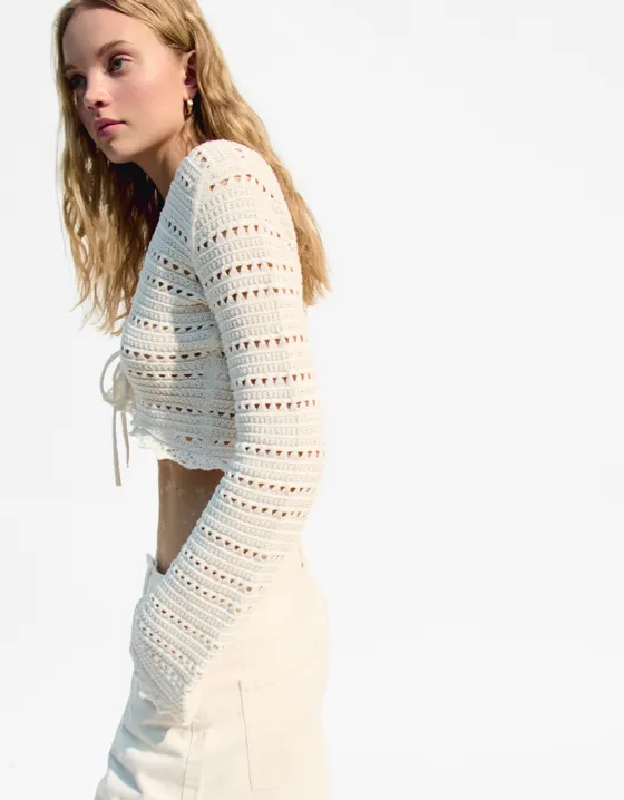 Кардиган с рустикой и прорезями