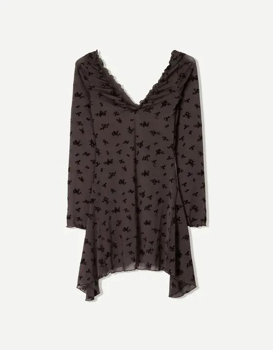 Long sleeve mini print dress