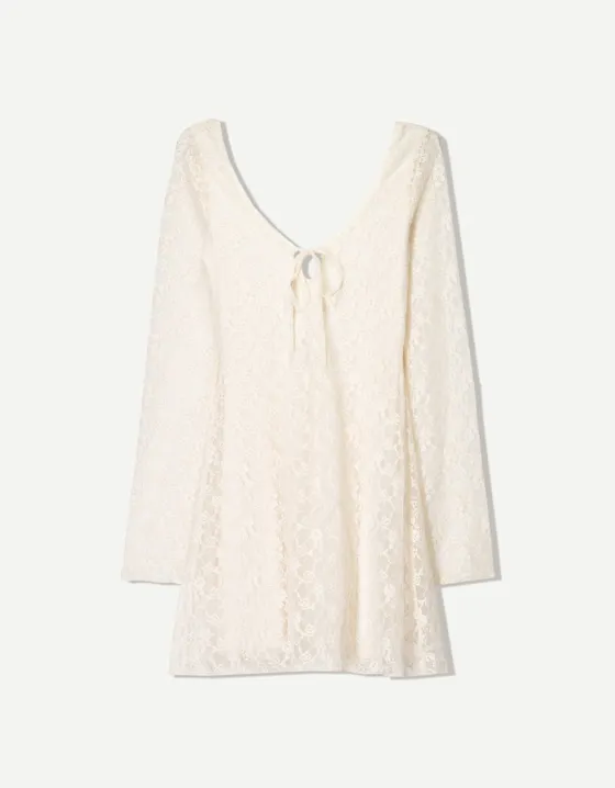 Blonde lace mini dress