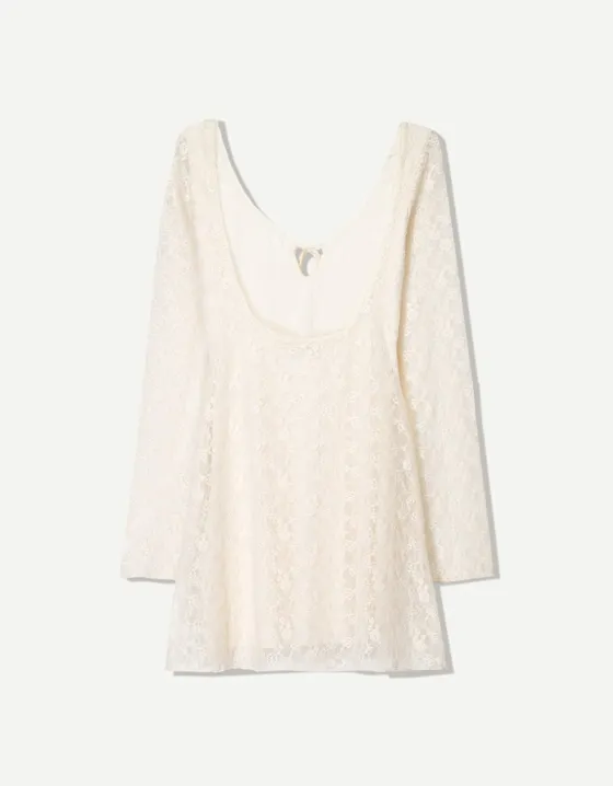 Blonde lace mini dress