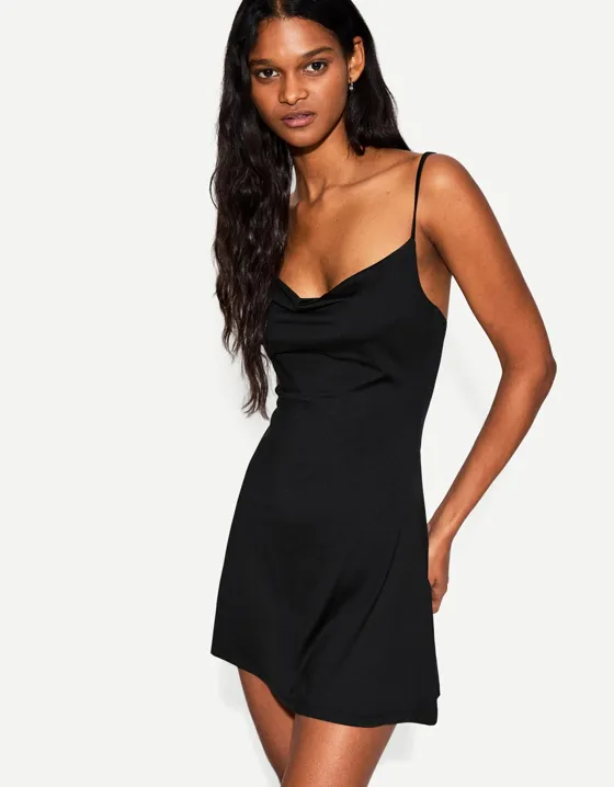 Mini dress with cowl neckline