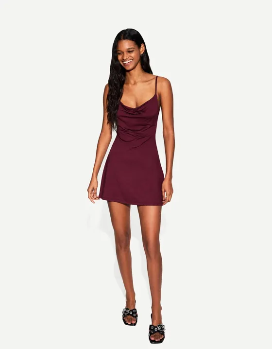 Mini dress with cowl neckline