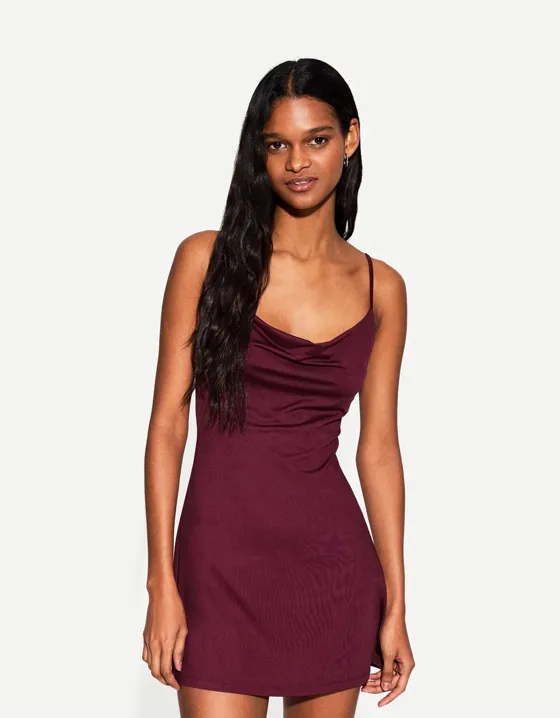 Mini dress with cowl neckline