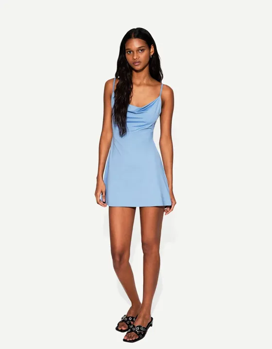 Mini dress with cowl neckline