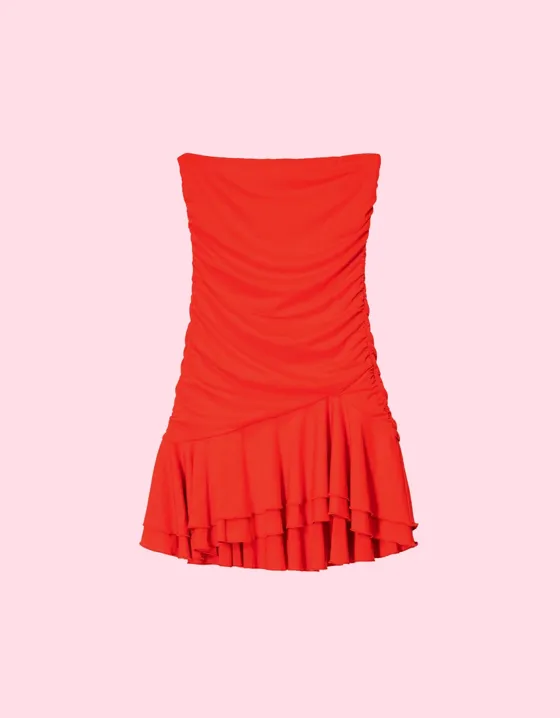 BERSHKA SERIES draped mini dress with ruffles