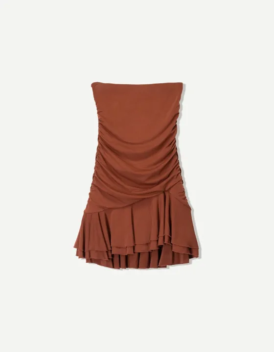 Draped ruffled mini dress
