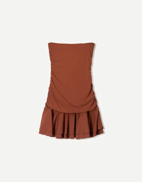 Draped ruffled mini dress