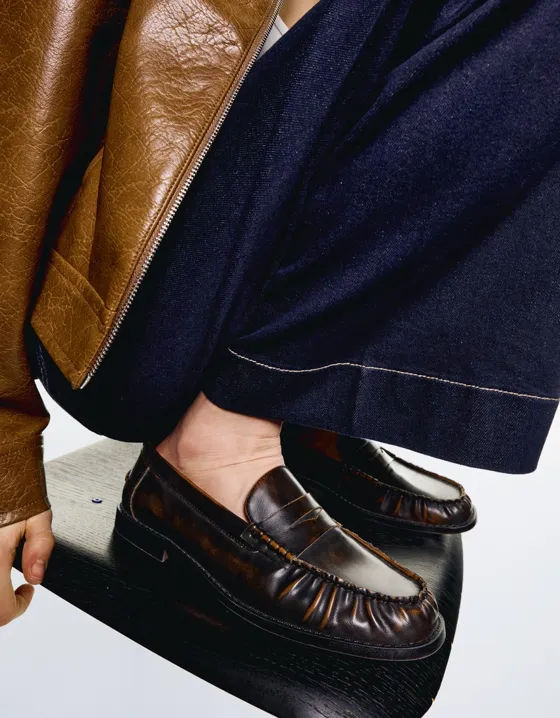 Loafers with gathered detail