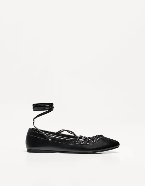 Lace-up ballet flats