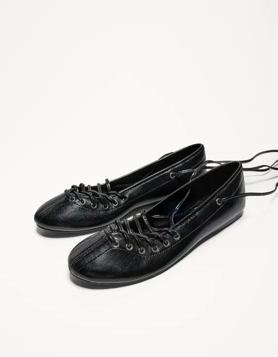 Lace-up ballet flats