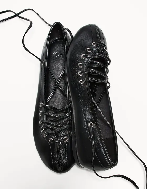 Lace-up ballet flats