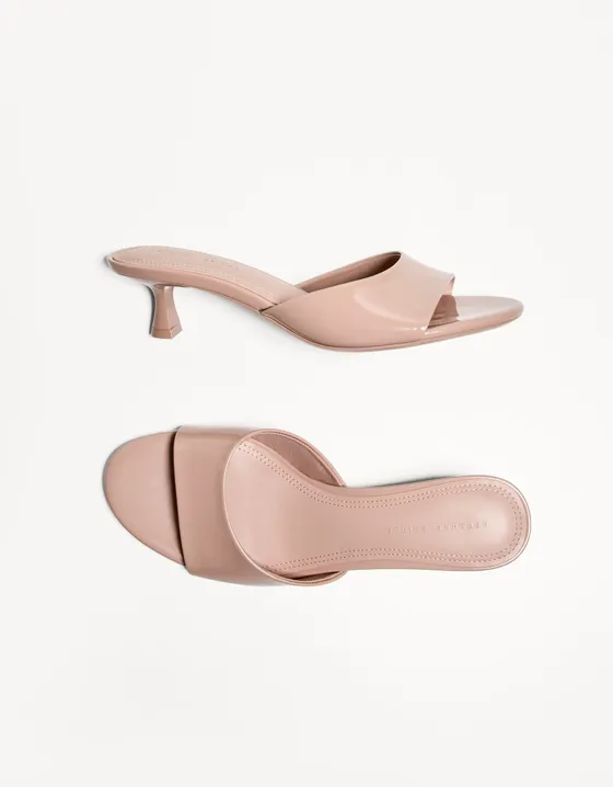 Kitten heel mule sandals