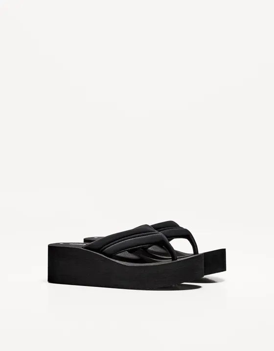 Quilted platform sandals