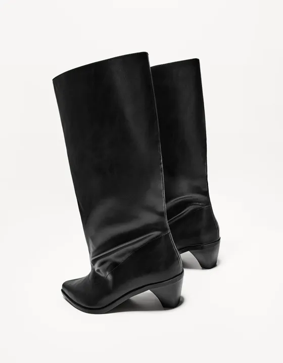 Wide-leg high-heel boots