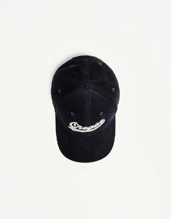 Corduroy sports cap with embroidery