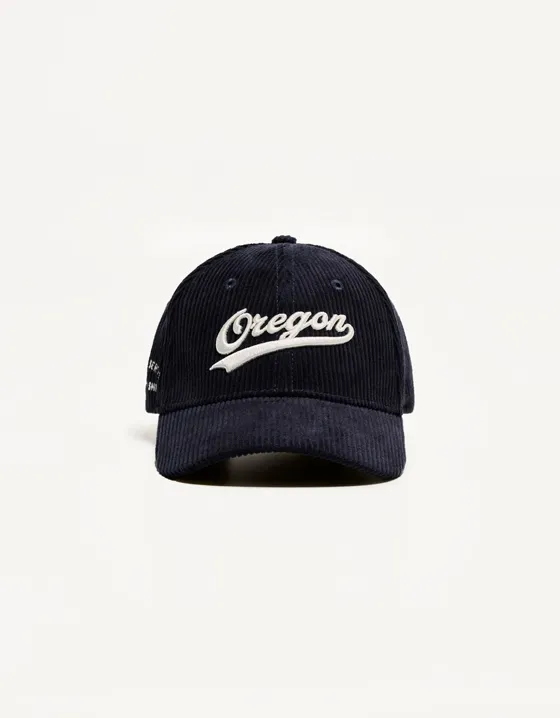 Corduroy sports cap with embroidery