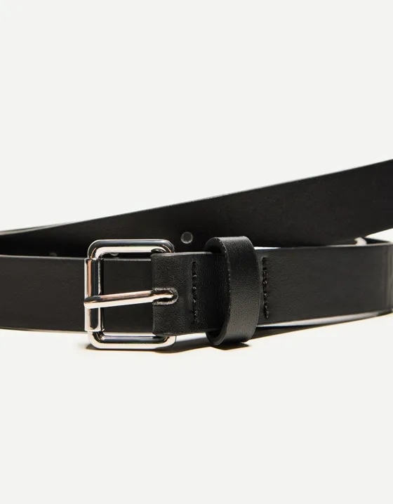 Thin faux leather belt