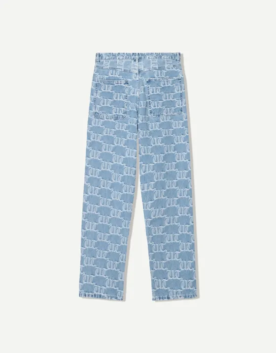 Жаккардовые джинсы свободного кроя