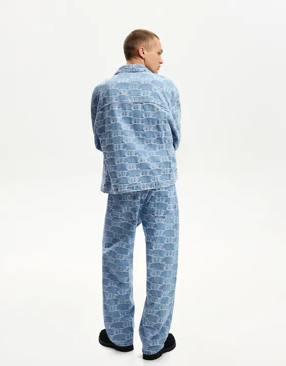 Жаккардовые джинсы свободного кроя