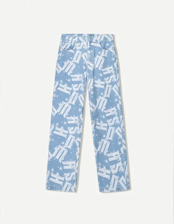 Джинсы свободного кроя с принтом