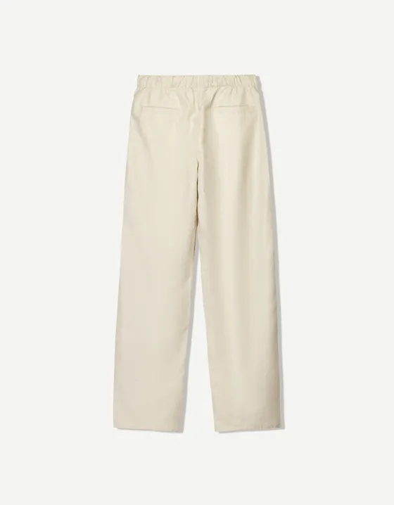 Брюки из смесового льна в стиле рустик с широкими штанинами