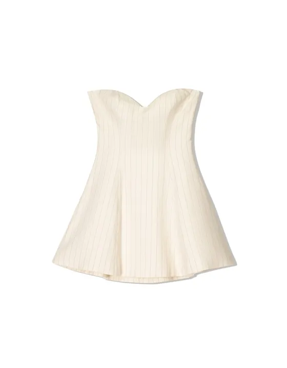 Расклешенное мини-платье в тонкую полоску