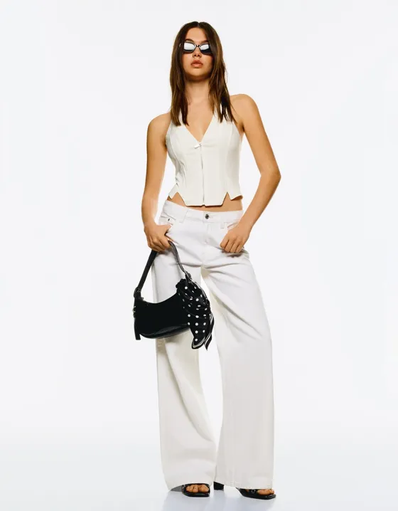 Топ из бенгалина с застежкой-молнией