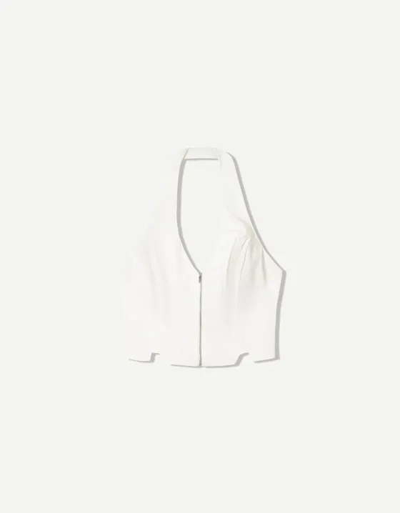 Топ из бенгалина с застежкой-молнией