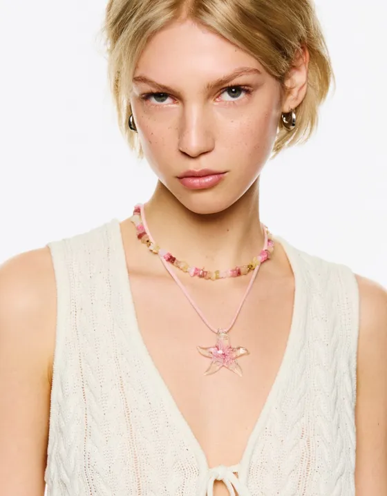 Набор из бус и шнурка с деталью «Звезда»